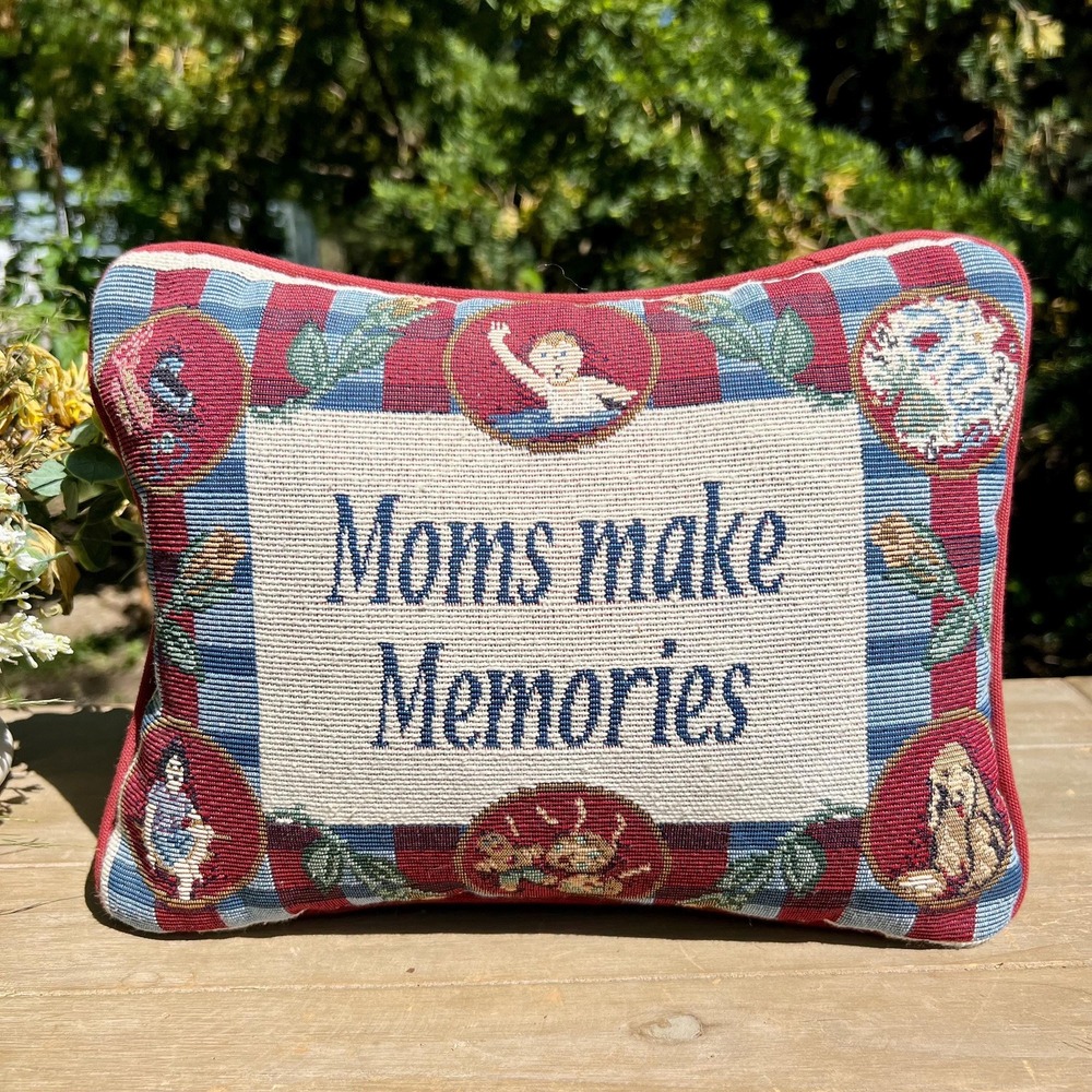 Small Vintage Tapestry Mom & Memories Throw Pillow